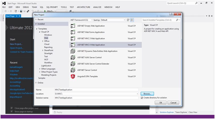 Select MVC Application 